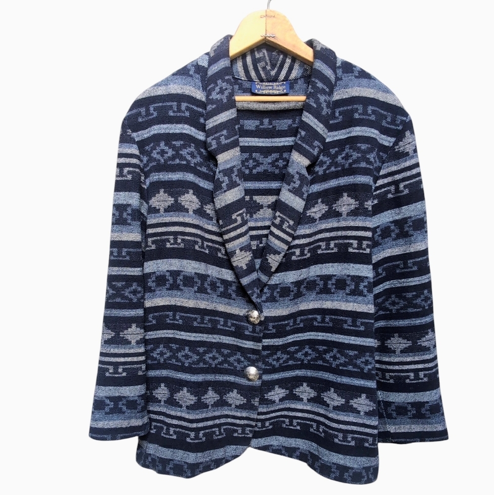 Vintage Willow Ridge Soft Blazer Aztec Southwestern Print Women's Size LARGE